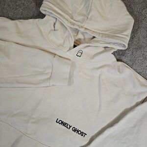 Lonely Ghost Bone White Pullover Long Sleeve Fleece Hoodie Men's Large